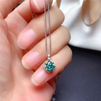 New store sale Blue Green Moissanite Pendant 1CT 6.5MM VVS Lab With Certificate Engagement Necklace Real 925 Sterling Silver