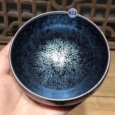 Jianzhan Chinese Traditional Skill Tenmoku Tea Bowl Sky Eye Drinkware Matcha Chawan Bowl Oil Spot Japanese Tea Utensils Handmade