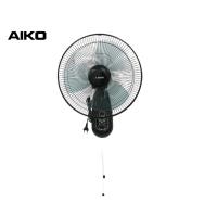 AIKO #SM-1635 สีดำ พัดลมติดผนัง ใบพัด 16 นิ้ว ส่ายได้ มีเชื่อกปรับ 2 เส้น ***รับประกันมอเตอร์ 2 ปี ***มอก 834-2558