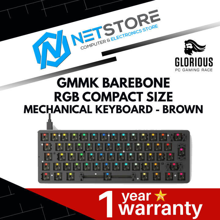 GLORIOUS GMMK BAREBONE RGB COMPACT SIZE MECHANICAL KEYBOARD - BROWN ...