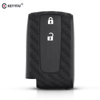 fgjfykjd KEYYOU Carbon Fiber Case For Toyota Prius Crown Avensis Verso Remote Car Silicone Key Case Cover Fob Keychain Accessories