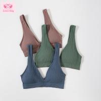 YTM ง่าย สปอร์ตบรา สีทึบ สำหรับผู้หญิง แผ่นซับน้ำนม ลึก V บราลายทาง Camisoles เสื้อกล้าม ชุดชั้นในดันทรง