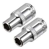 2Pcs Hex Short Socket Head Set 1/4 inch Drive Ratchet Wrench Sockets 5.5mm Cr V 6 Point Shallow Socket Car Repair Hand Tools