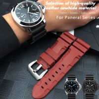 Suitable For 24mm 26mm Waterproof Rubber Silicone Watch band Replacement for Panerai PAM441 111 01359 Steel Pin buckle strap Mens Bracelets