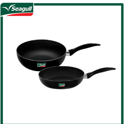 กระทะเทฟล่อน ชุดกระทะนอนสติ๊ก Easy cooking non stick 2 ชิ้น กระทะเทฟล่อนทรงแบน 24 ซ.ม. กระทะเทฟล่อนทรงลึก 26 ซม. ใช้ได้กับเตาหลายประเภท