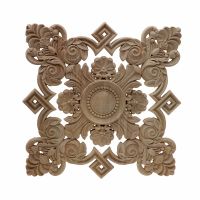 RUNBAZEF Square Unpainted Wood Carved Decal Corner Onlay Applique Frame For Home Furniture Wall Cabinet Door Decor Crafts