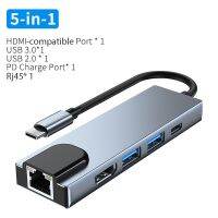 Adaptor Lan 5 in 1 USB C HUB tipe-c ke 100M RJ45 Lan mendukung 10Mbps 100Mbps jaringan Ethernet untuk aksesoris laptop MacBook Air Pro