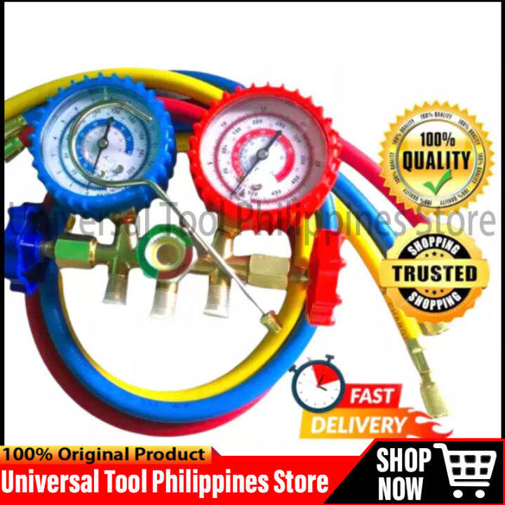 Car Aircon MANIFOLD GAUGE SET with HOSE Heavy Duty set 134a Lazada PH