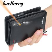 ZZOOI Baellerry Short Men Wallets Zipper Coin Pocket Brand Card Holder Male Purses Photo Holder PU Leather New Men Clutch Print Wallet