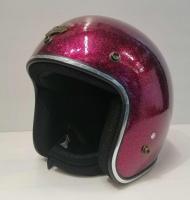 หมวกกัน​น็อค​ กากเพชรคิ้ว​เงินโครเมียม​ กากเพชรสีชมพู​ Open​ face​ helmet​ by​ JTM​ RIDERS