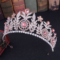 Baroque Vintage Crystal Leaf Bridal Tiaras Big Crowns Women Rhinestone Pageant Diadem Wedding Hair Accessories African Jewelry