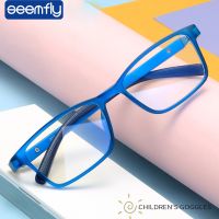 {Paopao glasses} Seemfly สแควร์เด็กแว่นตากรอบเด็กป้องกันลูเรย์แว่นตาวินเทจแสงอัลตร้าแว่นตาเด็กสาวคอมพิวเตอร์เลนส์แว่นตา