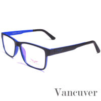 Fashion กรอบแว่นตา สำหรับตัดเลนส์ แว่นสายตา แว่นตา รุ่น Vancuver 6003 สีดำตัดน้ำเงิน กรอบเต็ม ทรงรี ขาข้อต่อ วัสดุ พลาสติก พีซี เกรด A รับตัดเลนส์