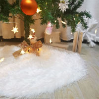 一White Christmas Tree กระโปรง Plush Faux Fur Xmas Tree พรม Merry Christmas Tree เครื่องประดับตกแต่งปีใหม่ Navidad Home Decor