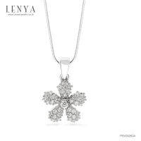 Lenya Jewelry  จี้เงินแท้ ชุบโรเดียม รูปดอกไม้ ประดับด้วย CZ (Cubic Zirconia) สวยแวววาว แพรวพราวเป็นประกาย