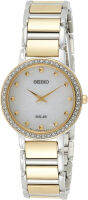 SEIKO Ladies Two Tone Crystal Bezel Watch with Glitter Patterned Dial