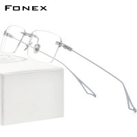 FONEXใหม่ผู้ชายกรอบแว่นตาไททาเนียม FONEX สี่เหลี่ยมไม่มีขอบกรอบแว่นตาออฟติคอลด้านแว่นตาทำหน้าที่แก้ไข