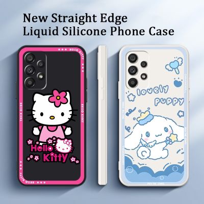 （shine electron）Hello Kitty Cinnamoroll Sanrio เคสโทรศัพท์สำหรับ Samsung,A54 A31 A14 A03 A03S A22 A34 A04 A04S A24 5G ของเหลวนุ่ม A7 5G