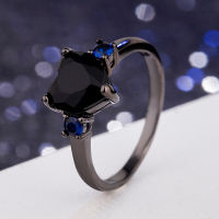 New heart-shaped black ring female imitation diamond heart-shaped ring fashion jewelry EHZ5