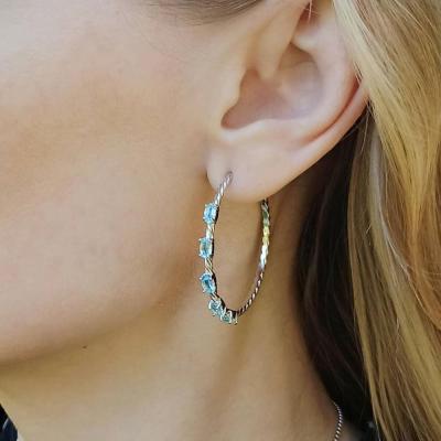 Gems Ballet 2.94Ct Oval Natural Sky Blue Topaz Gemstone Hoop Earrings 925 Sterling Silver Fine Jewelry For Women Wedding