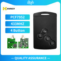 XNRKEY 4 Button Smart Card Car Key 433Mhz PCF7952 Chip Remote Key for Renault Megane 3 2009 - 2014