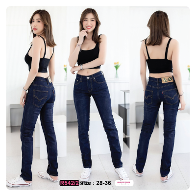 [Denim Jeans] กางเกงยีนส์เดนิม ยีนส์เท่ๆมีสไตน์ รุ่น Tim Money R542/2 กางเกงยีนส์เดฟ(เป้าซิป) กางเกงยีนส์ผู้หญิง เอวกลาง กางเกงขายาว ทรงสวย