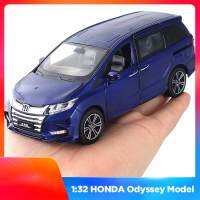 โมเดลรถโลหะผสม MPV จาก HONDA Odyssey โมเดลรถโมเดลรถจำลองการสะสมเสียงและเบาของขวัญสำหรับเด็ก1/32