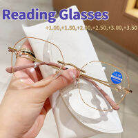 （+1.00 ถึง +3.00）Frameless แว่นอ่านหนังสือพนมเปญเพชรป้องกันสีฟ้าแว่นตาเทพธิดาที่สง่างามผอมแว่นอ่านหนังสือสำหรับวัยกลางคนและผู้สูงอายุแฟชั่