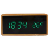 Bamboo Wooden Mirror Alarm Clocks Temperature Sounds Control Desktop Clock With Digital Watch Electronic Led Clocks