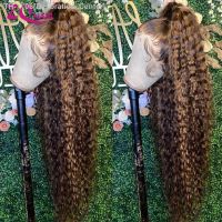 360 13x6 HD Lace Front Human Hair Wigs For Women Brazilian Highlight Ombre Curly Wig 13x4 Honey Blonde Deep Wave Frontal Wigs [ Hot sell ] Decoration Center