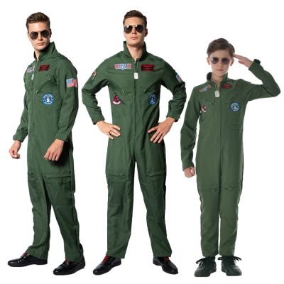 Pilot Cosplay Anime Halloween Costumes for Kid Men American Ace Aviator Air Force Pilot Uniform Jumpsuits Carnival Suits Clothes