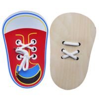 1 Pcs Kids Montessori Educational Toys Children Wooden Toys Toddler Lacing Shoes Early Education Montessori Teaching Aids