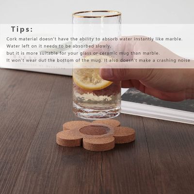 12PCS Cute Coasters for Drinks,Absorbent&amp;Reusable Coaster Set 4Inch Cork Flower Shape Coasters for Coffee,Tea Cup Mat