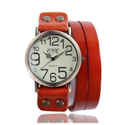 【July】 Foreign trade hot top layer cowhide retro watch bronze three-circle mens and womens casual wholesale