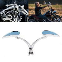 [HOT IUXKLKXLWSGH 551] Chrome Custom กระจกมองหลังด้านหลังสีฟ้าสำหรับ Harley รถจักรยานยนต์ Cruiser Chopper Dyna Electra Glide