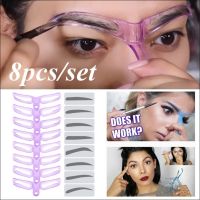 【LZ】▣  8 Em 1 Reutilizável Sobrancelha Stencil Beleza Maquiagem Brow Stamp Modelo Sobrancelhas Shape Set Eye Brow Maquiagem Ferramentas e Acessórios