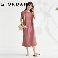 GIORDANO ผู้หญิง เดรสผ้าฝ้ายถักคอกลมแขนสั้น Free Shipping 05463460