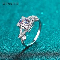 D Color 3.0CT Moissanite Ring Emerald Cut 7*9mm Rectangular Plated Pt950 Platinum High Sterling Silver Rings Jewelry for Women