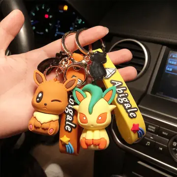 Cartoon 3D Anime Pokemon Eeveelution Pendant PVC Rubber Key Chain