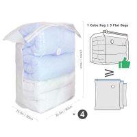 TOOL FREE Double Cube Vacuum Seal Bag Premium Clothes Storage Organizer Compressed For Quilt Pillow Blanket Space Saver