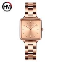 Hannah Martin New Full Solid Stainless Steel Square Dial Japan Movement Quartz Gift Rose Gold Ladies Top Brand Watches For Women