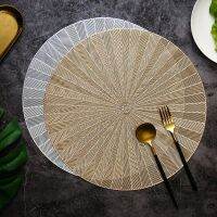 【CC】∈❄✸  1pc Round Placemats Restaurant Hollow Anti-hot Dining Table Ears Mats Set Weave Pattern Tablemat