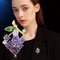 New Purple Crystal Brooch Small Delicate Fruit Shape Brooch Women Fashion Accessories