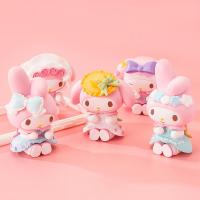 My Melody ตกแต่งการ์ตูนรุ่นของเล่นน่ารักอะนิเมะรูป Sanrio สีชมพูชุดตุ๊กตาของขวัญสำหรับเด็ก Kawaii Figurines Collection