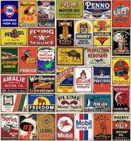 35 Pieces Reproduced Vintage Tin Signs, Gas Oil Retro Advert Antique Metal Signs for Garage Man Cave Bar Kitchen, Nostalgic Car Decor.8x12 Inch (35pcs vintage gas 1)