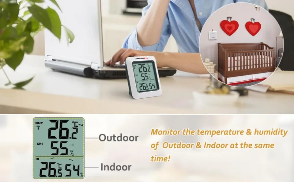 ThermoPro TP63A 60M Wireless Indoor Outdoor Weather Station Hygrometer  Thermometer Digital Humidity Thermometer With Backlight - Price history &  Review, AliExpress Seller - Thermo Pro Store