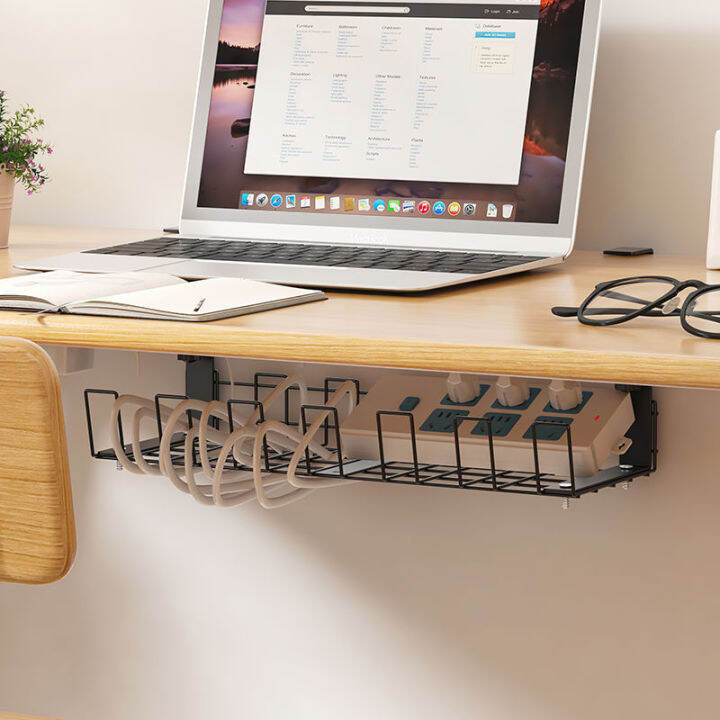 Under Table Storage Rack Cable Management Tray Desk Bottom Socket