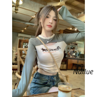 Natlux เสื้อแขนยาวผญ เสื้อคลุมหญิง เสื้อกันหนาว ผญ เสื้อสเวตเตอร์ เสื้อไหมพรมผญ เสื่อฮู้ดหญิงคู่ เสื้อแขนยาวหลวม 2023 ใหม่ WMY2390VTU 37Z230913