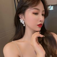 CHUIQISHOP เครื่องประดับคริสตัลสไตล์บาร็อคอ่อนหวานสไตล์ฝรั่งเศสแบบย้อนยุคตุ้มหูยาวต่างหูเม็ดกลมผู้หญิงต่างหูสไตล์เกาหลี