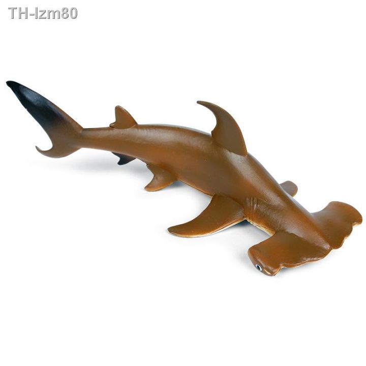 ของขวัญ-เด็กจำลองชีวิตทางทะเลรุ่นฉลามใต้น้ำสัตว์โลกฉลามหัวฆ้อนของเล่นพลาสติกแข็งคงที่